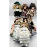 A collection of modern porcelain dolls