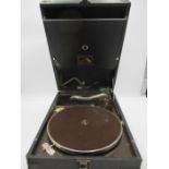 An HMV Model 101 portable Gramophone