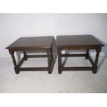 A pair of oak coffee tables