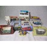 A PoliToys MS102 model motorbike, tin plate wind up boat, die cast cars etc.