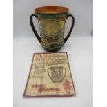 A limited edition large Royal Doulton two handled loving cup "To celebrate the Coronation of their