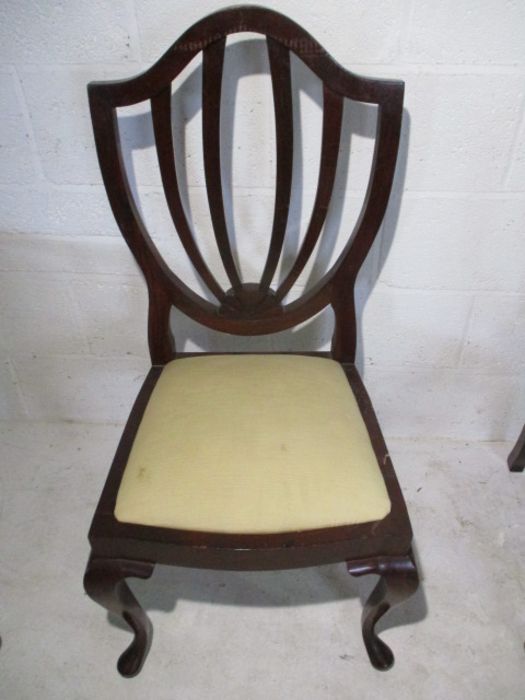 A set of eight shield back dining chairs on cabriole legs, including two carvers - Image 2 of 10