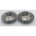 A pair of hallmarked silver sweetmeat dishes