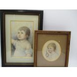 Two small watercolours of children, one monogrammed E.H '84