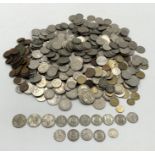A collection of various pre-decimal coinage and football collectors coins including a small quantity