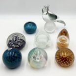 A collection of paperweights including Mdina, Caithness etc.