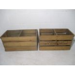 Two vintage crates with advertisements, one A/F