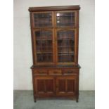 An oak French style dresser with glazed top - height 219cm, wide 112cm, depth 51cm
