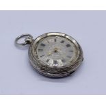 A continental silver (935) fob watch with silvered dial