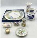 A collection of various china including Royal Crown Derby paperweight with gold stopper, vase and
