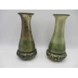 A pair of metal vases stamped to underside WMF, 82. Height 25.5cm