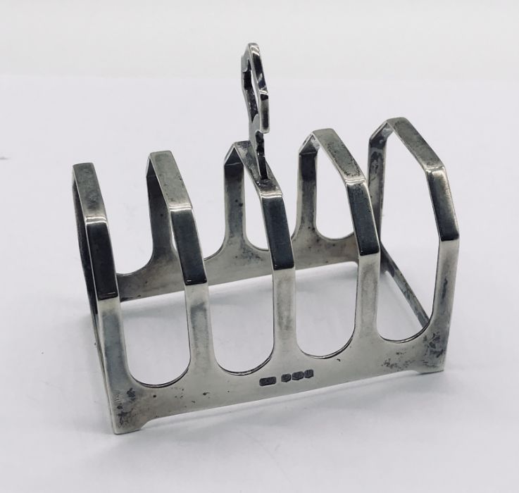A hallmarked silver toast rack
