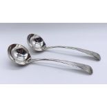 A pair of Georgian hallmarked silver ladles, total weight 89.8g