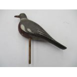 A folk art hand painted wooden decoy pigeon, approx. 30cm length