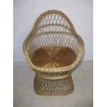 A vintage wicker chair.