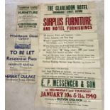 A collection of vintage posters (circa 1940) detailing a number of Auctions and Sales from the