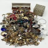 A collection of costume jewellery including cufflinks, brooches and a small amount of silver etc.