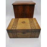 A Victorian smokers cabinet along with a parquetry inlaid box