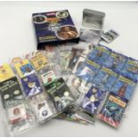 An assortment of collectable cards on the subject of football, Star Trek, Top of the Pops, James
