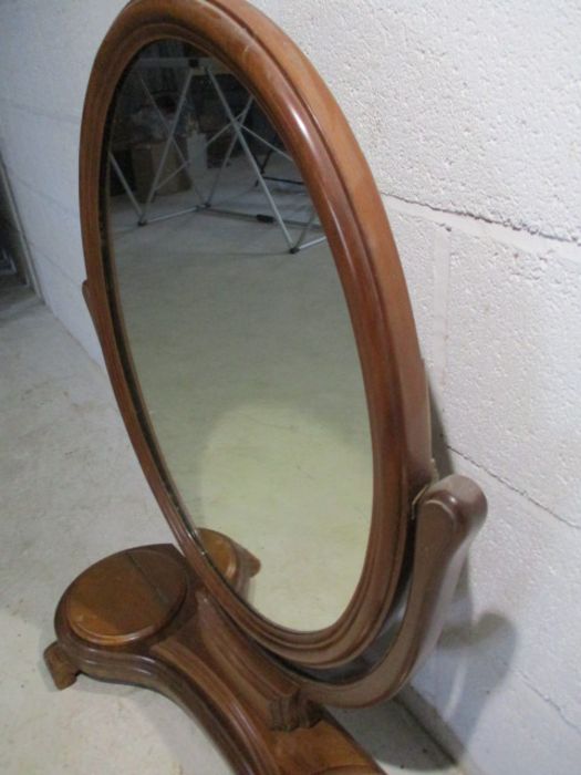 A Victorian mirror with two lidded storage compartments. - Image 3 of 8