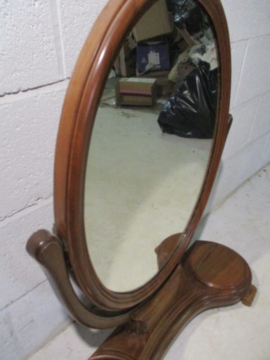A Victorian mirror with two lidded storage compartments. - Image 4 of 8