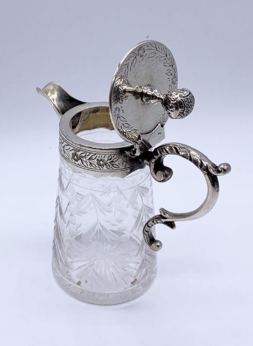 A silver plated and cut glass whiskey tot/oil jug - Image 2 of 2