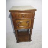 A French marble top pot cupboard.