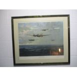A framed limited edition print entitled "The First Blow" signed by the artist Gerald Coulson &