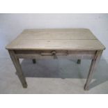 A rustic pine farmhouse table with single drawer - A/F