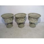 Three matching large composite garden pots - approx. height 58cm