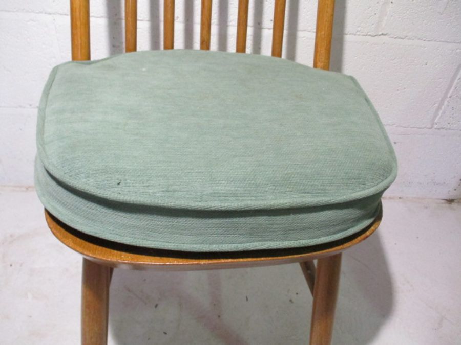 A Priory oak drop leaf table in the style of Ercol with four matching chairs - Image 11 of 14