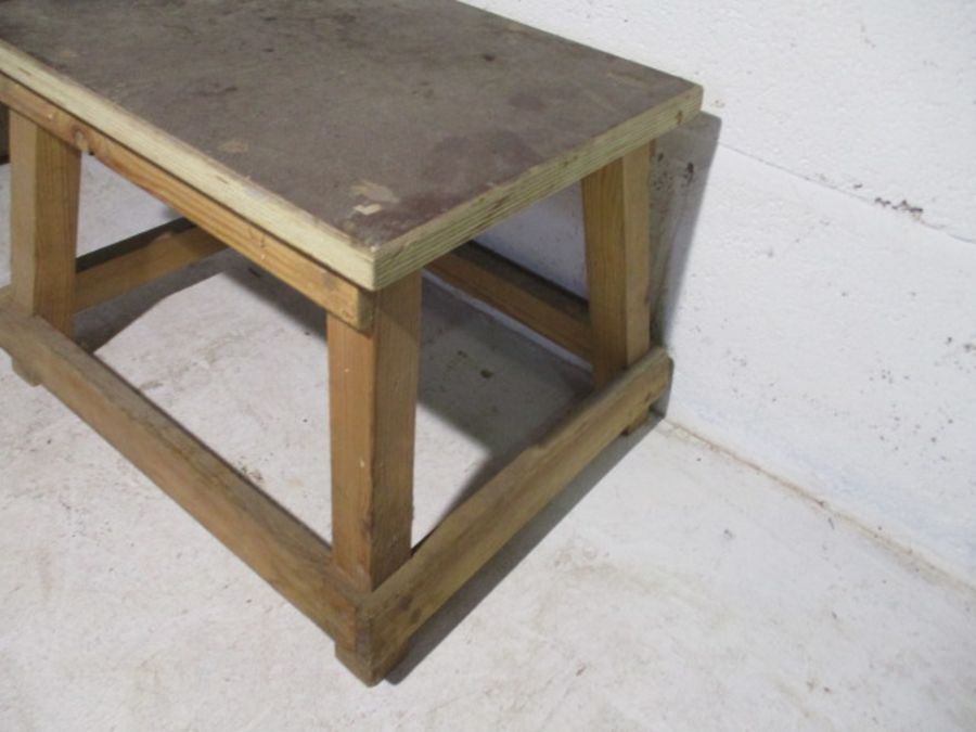 Two industrial wooden footstools from Axminster Carpets - Image 5 of 10