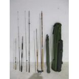 A collection of fishing rods and accesories including ABU, Shakespeare, Martin James, Banshee etc.