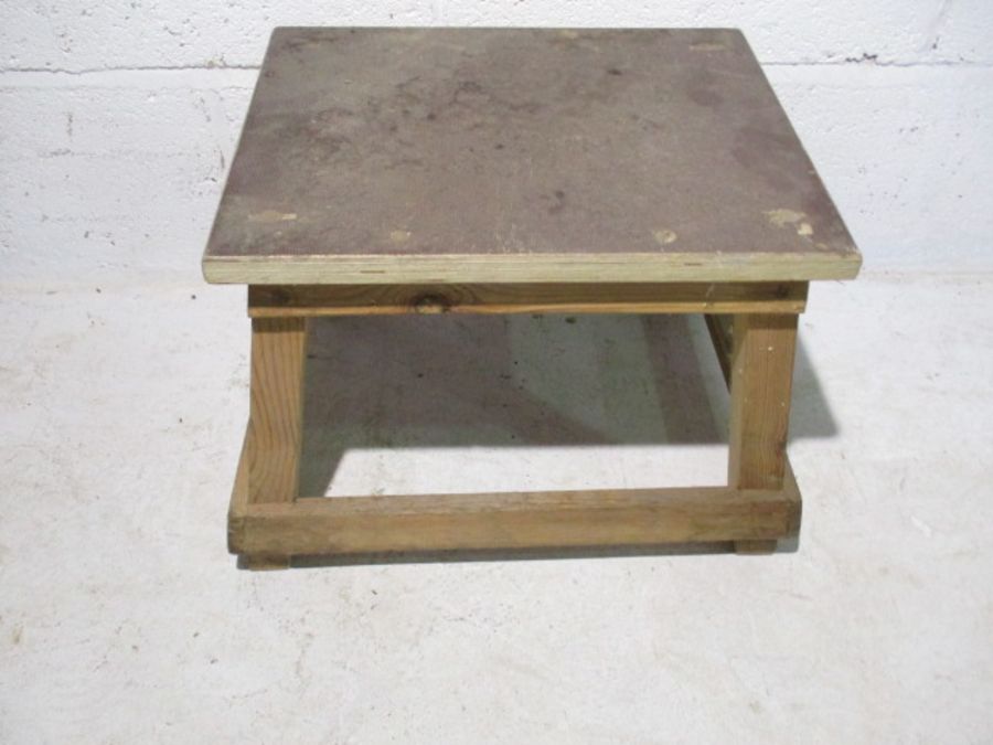 Two industrial wooden footstools from Axminster Carpets - Image 2 of 10