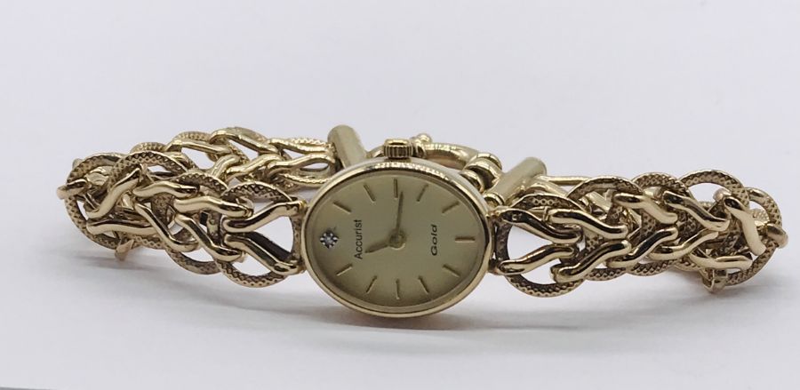 An Accurist 9ct gold watch and strap, total weight 15.9g - Image 3 of 3