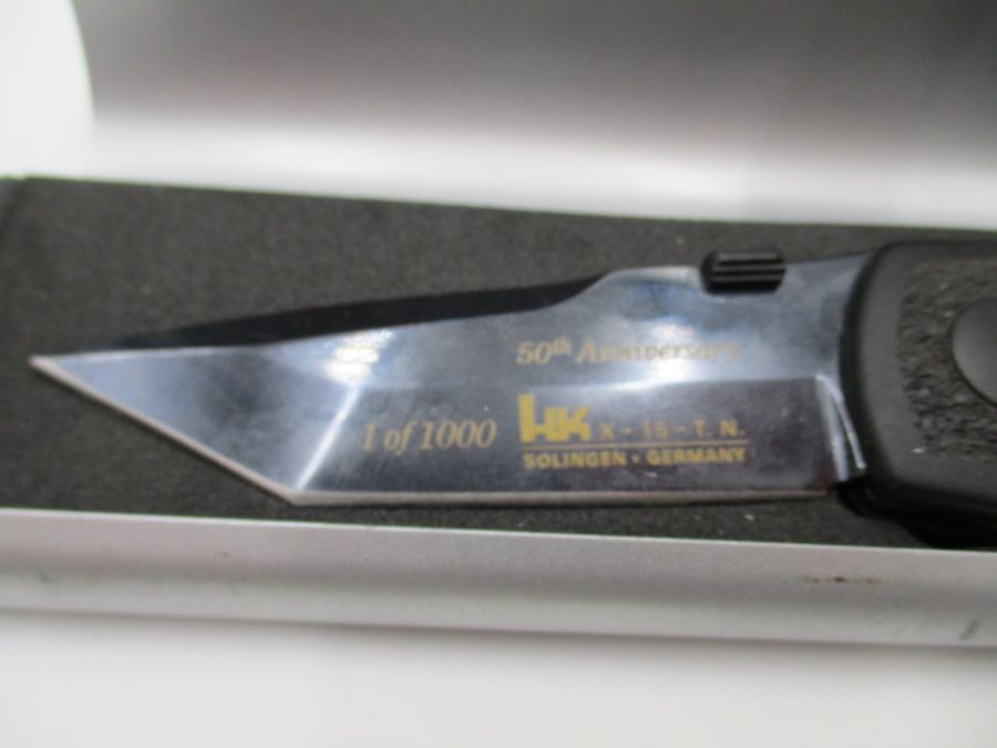 A Heckler & Koch 50th anniversary Ltd edition folding penknife in case along with a Santa Fe - Image 3 of 9