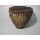 An African hide drum. 43cm x 41cm