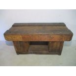 A vintage wooden workbench