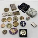 A collection of vintage compacts, boxes, mother of pearl book of prayer etc