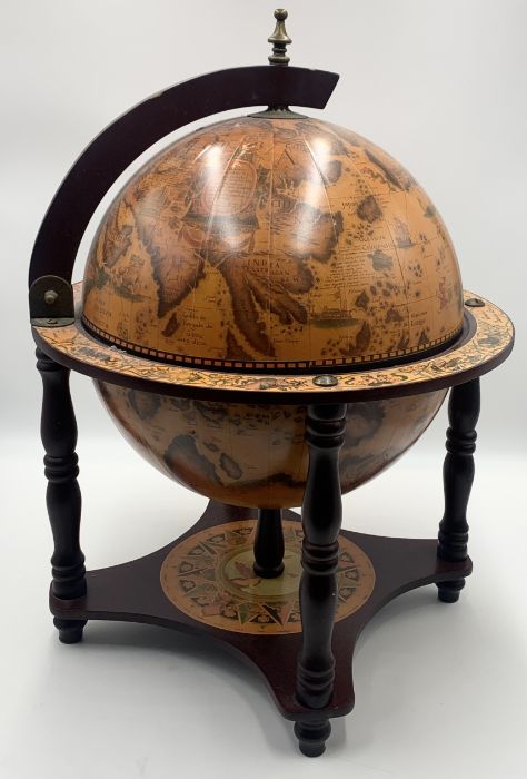 A table top drinks cabinet in the form of a terrestrial globe