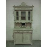 A painted French dresser with two drawers and cupboard under