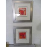 A pair of Simon Bull limited edition prints "Sunset" and "Spice", both hand finished, signed and
