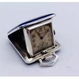 An "Eros" 925 silver purse watch with enamelled case, import marks for 1937