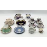 A small collection of tea cups etc including Royal Worcester