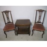 A pair of Queen Anne Style chairs plus a hall table