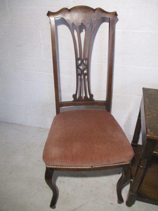 A pair of Queen Anne Style chairs plus a hall table - Image 3 of 12