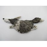 A Raku "Bearded Collie" ceramic sculpture - overall length 31cm