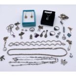 A collection of 925 silver necklaces, pendants, earrings etc.
