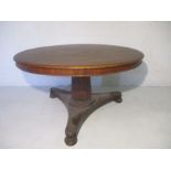 A mahogany circular tip-up breakfast table on column base