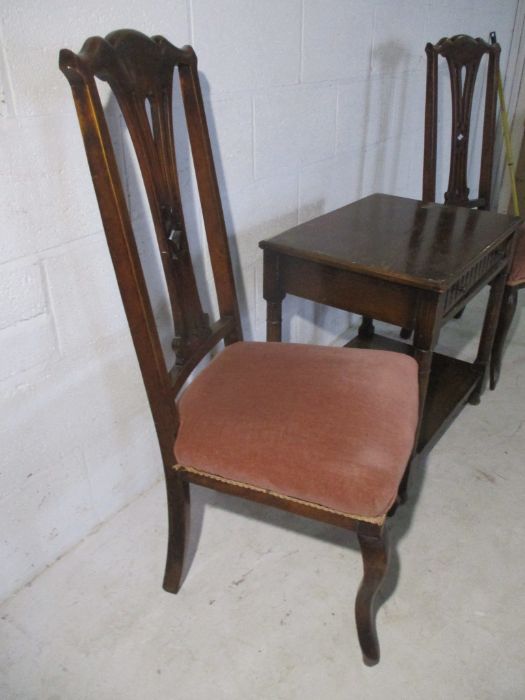 A pair of Queen Anne Style chairs plus a hall table - Image 6 of 12